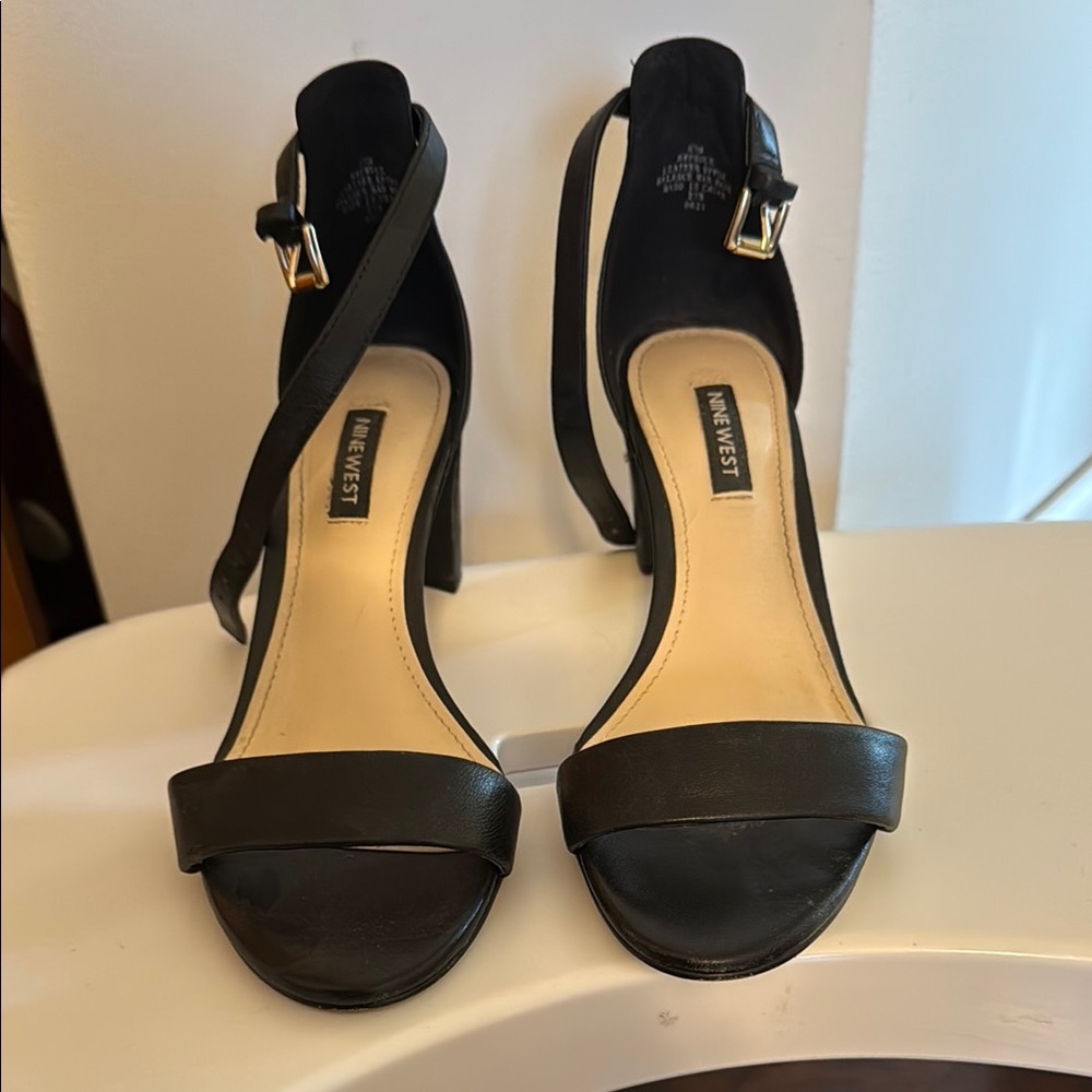 Nine West Black Block Heel Sandals
